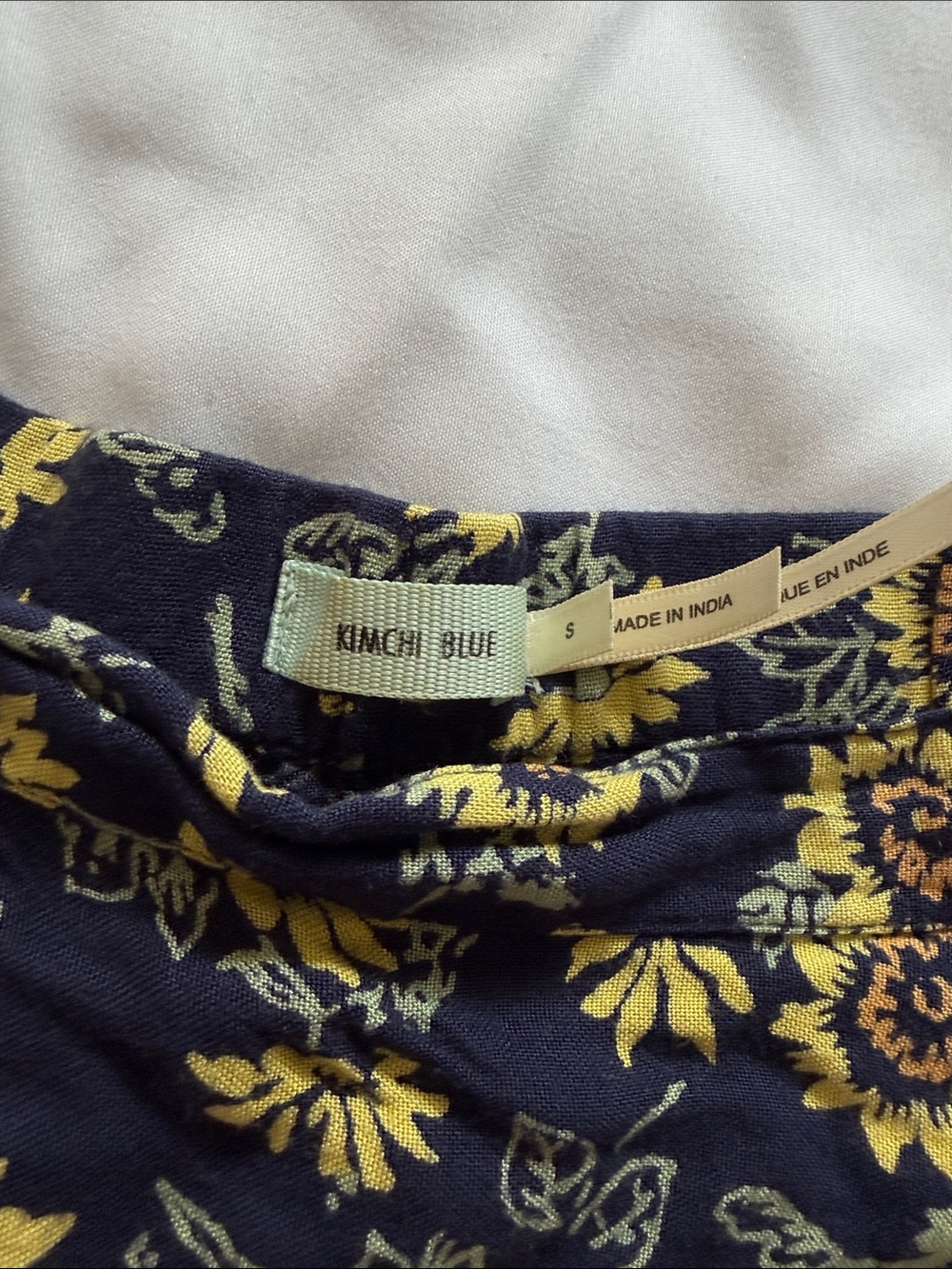 Kimchi Blue Navy Skater Skirt with Yellow Floral Print - Picture 2 of 3